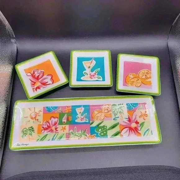 COPY - Sara Henry 4 Pieces Porcelain Rectangular Tray & 3 Coasters Spring Multi… - Picture 12 of 13